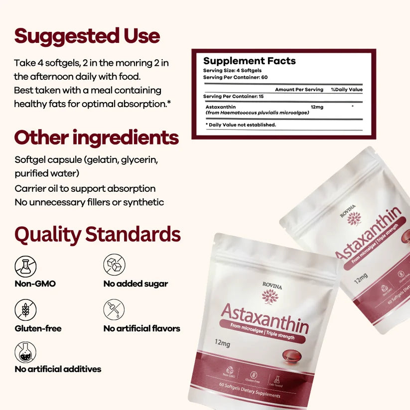 Rovina Astaxanthin - Nature’s Most Powerful Antioxidant for Whole Body Support & Cellular Protection