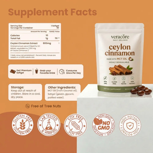 Ceylon Cinnamon 7200MG Equivalent With MCT Oil