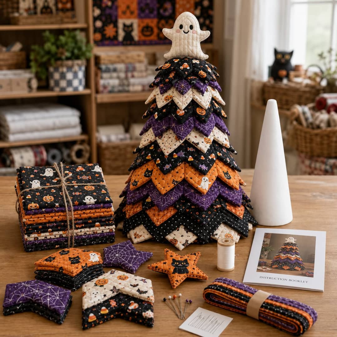 🔥Last Day 49% OFF - 🎃 DIY Halloween Quilted Fabric Tree Kit