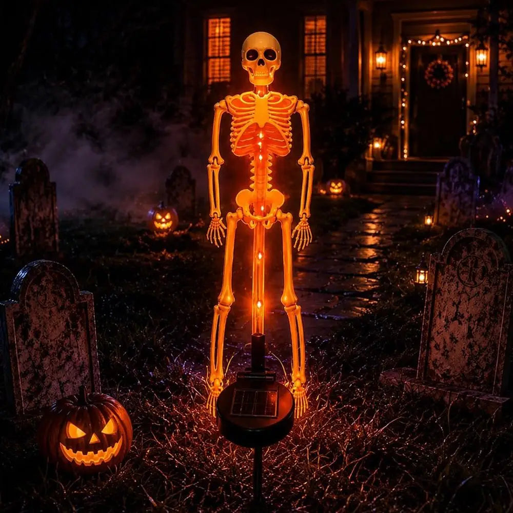 Solar Skeleton Ground Stake Lights Outdoor Waterproof Halloween Decor Lights