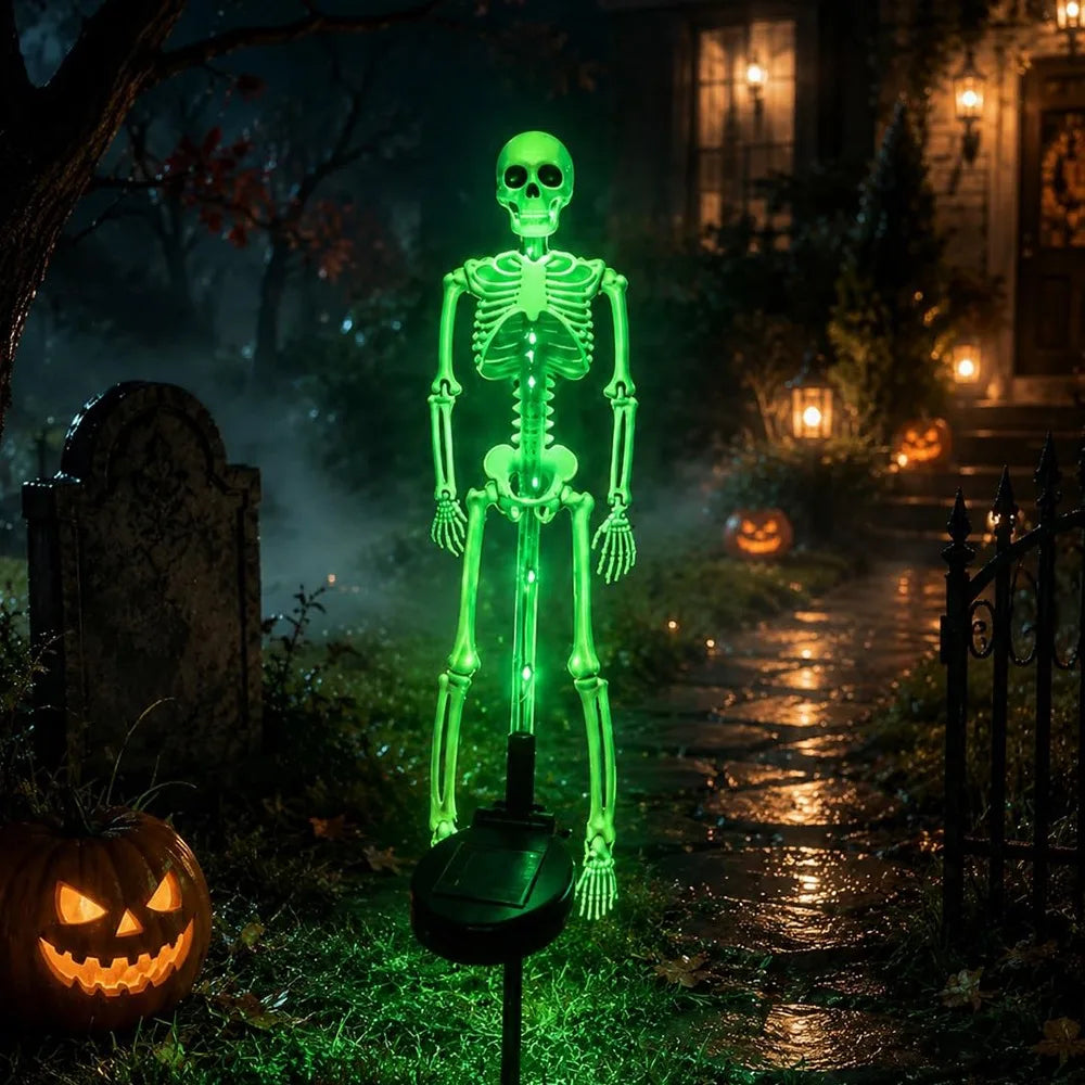 Solar Skeleton Ground Stake Lights Outdoor Waterproof Halloween Decor Lights