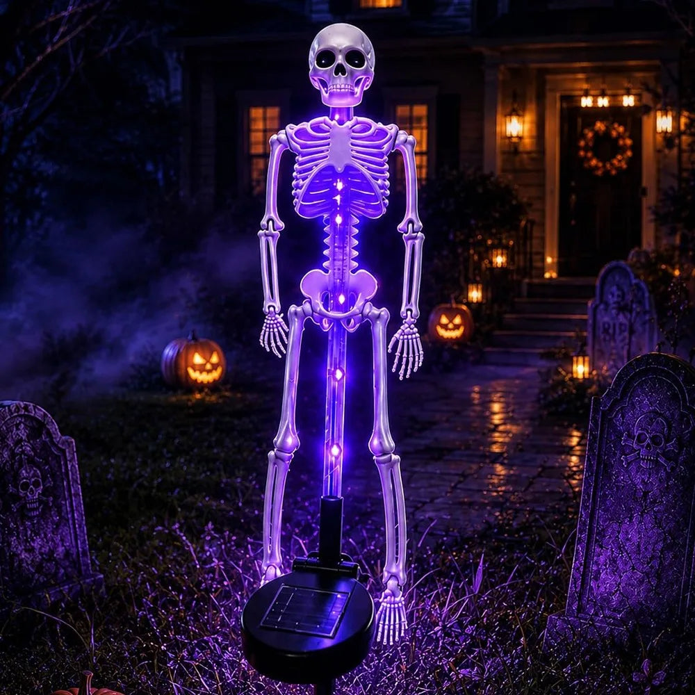 Solar Skeleton Ground Stake Lights Outdoor Waterproof Halloween Decor Lights