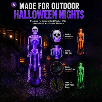Solar Skeleton Ground Stake Lights Outdoor Waterproof Halloween Decor Lights