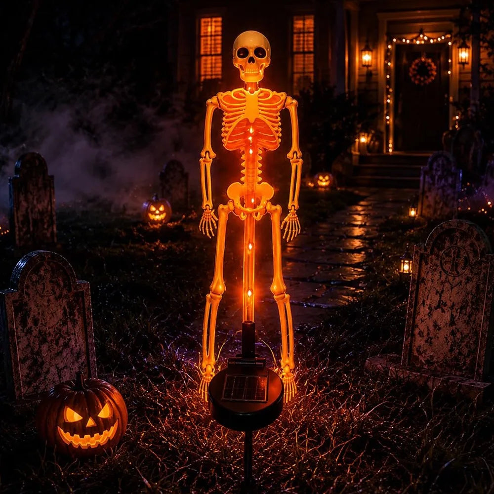 Solar Skeleton Ground Stake Lights Outdoor Waterproof Halloween Decor Lights