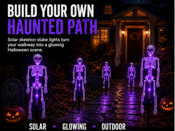 Solar Skeleton Ground Stake Lights Outdoor Waterproof Halloween Decor Lights