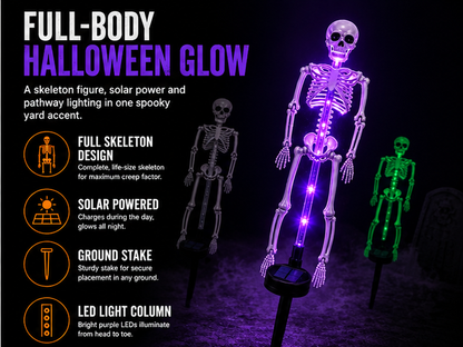 Solar Skeleton Ground Stake Lights Outdoor Waterproof Halloween Decor Lights