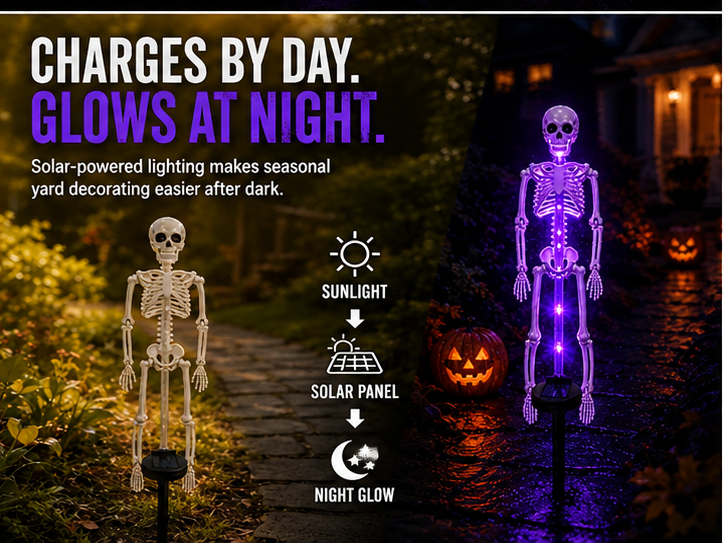 Solar Skeleton Ground Stake Lights Outdoor Waterproof Halloween Decor Lights